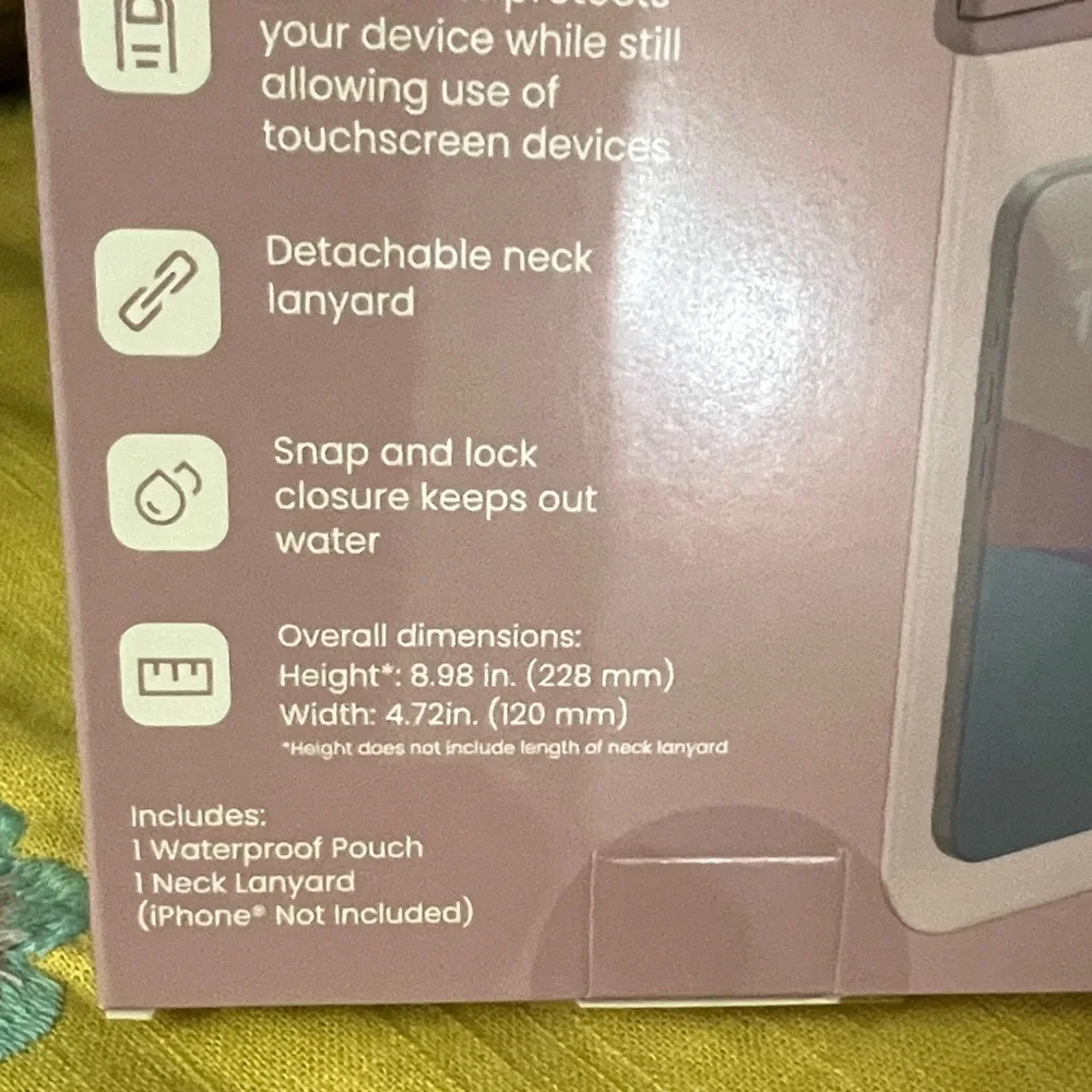 Waterproof Phone Pouch with Neck Lanyard - Pink